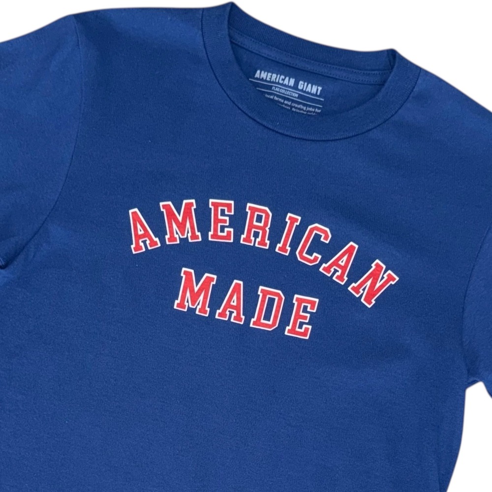 American Giant Mens Flag Collection "American Made" Blue T-Shirt Size XS USA